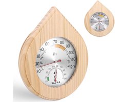 Thijox - Houten Hygrometer 2 in 1 Sauna Thermometer | Hoge Nauwkeurigheid, Mechanisch, Voor Sauna's, Kuuroorden en Stoomruimtes
