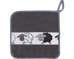 Thijox - Kracht Pannenlap Schaap Zwart Badstof 1 Stuk 100% Katoen - Keukenaccessoire, Ovenhandschoen, Hittebestendig, Perfect voor Koken en Bakken