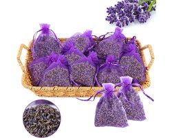 Thijox - Lavendelzakjes voor Garderobekasten - 20x Echte Gedroogde Lavendelbloemen - Natuurlijk Mottenwerend Middel voor Kasten, Laden, Auto's & Kamer
