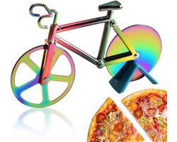 Thijox - Pizzasnijder Fiets Roestvrijstalen met Antiaanbaklaag - Unieke en Gemakkelijke Pizzasnijder voor Feesten - Multicolor - Perfect voor Keuken e