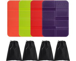 Thijox - Set van 4 Waterdichte BuitenKussens - Inklapbare CampingKussens voor Tuin, Stadion, Picknick - Inclusief Opbergtassen - Duurzaam en Comfortab