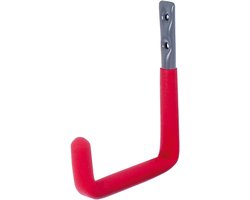 Thijox - Wandhaak Opberghaak Ø12 mm - Grijs met Rood Rubber - Ideaal voor Gereedschap, Surfplanken en Tuinaccessoires - Verkrijgbaar in Diverse Maten