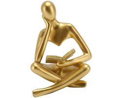 Thinker Statue, Modern Home Thinker Statue Decor Bookshelf Figures, Resin Seated Figure Abstract Art Ornament for Living Room Cupboard Decoration Wedding Gifts (GOLD)