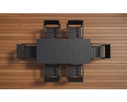 Thomas & Adele Garden Set for 6 People, Garden Furniture, Patio Furniture Set, Seating, Furniture Set, Iron Frame, Polyethylene, Stackable, Wood Look-Industrohome