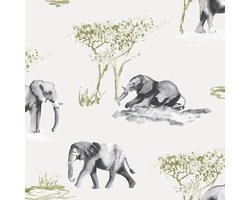 Thomas - Kinderbehang - 27144 - Olifantjes - Multicolor - Maat Standaard