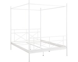 Thora|Hemelbed 180 cm in Wit Metaal
