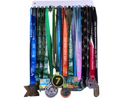 Thuiser Medaillehanger - Wit - 35 cm/17 haken - Medaille Rek - Ophangen - Hardlopen - Running - Voetbal