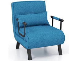 Thuys – 4-in-1 Uitklapbare Slaapstoel Belastbaar Tot 150 kg – Inklapbare Met 6 Standen Verstelbare Rugleuning – Modern Design Logeerbed – Slaapfauteuil – Blauw