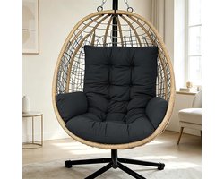Thuys - Hangstoelkussen – Zwart – Katoenen Vulling met Schuim – Extra Dik & Comfortabel – Voor Egg Chair, Hangstoel & Schommel – 1,5 kg