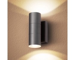 Thuys – LED Wandlamp Buiten – IP65 Waterdicht Aluminium Up Down Lamp – GU10 Buitenverlichting Voor Balkon Garage Terras – Grijs