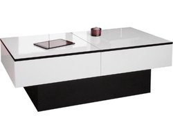 Thuys – Luxe Salontafel – Woonkamer – Bijzettafel – Koffietafel – Sidetable – Met Opbergruimte – Industrieel – Met Lade – Uitschuifbaar – Zwart/Wit