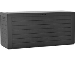 Thuys - Tuin kussen opbergbox - 2x - grijs - hout patroon - 280 liter - kunststof - 116 x 44 x 55 cm