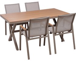 TIANO - Tuinset 4-zits - Taupe - Aluminium