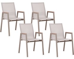 TIANO - Tuinstoelen set van 4 - Taupe - Aluminium