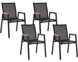 TIANO - Tuinstoelen set van 4 - Zwart - Aluminium