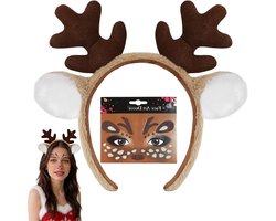 Tiaramet Face Tattoo voor Dames, Reindeer Kostuum Accessoire voor Carnaval en Feest, Perfect voor Cosplay en Verkleedpartijen