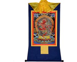 Tibetaans for Woonkamer Decor Handgemaakte Boeddhistische Thangka Brocade for Home Décor Meditatie (Kleur: Blauw, Maat: M) (Kleur: Blu, Maat: M） (Color : Blu, Size : Small)