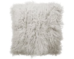 Tibetaans schapenvacht kussen wit - Wit gekruld schapenvacht kussen