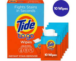Tide - To Go Instant Stain Remover Wipes - Laundry and Carpet Spot Cleaner 10 stuks - Travel Size