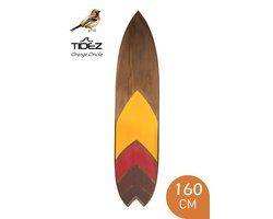 Tidez Surfplank Decoratie - Houten Surfplank - Surfboard Decoratie - Orange Oriole 160cm