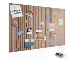 Tidy Tom® Viltbord - Prikbord - Inclusief punaises - 6 losse panelen - 90 x 60 cm - Camel