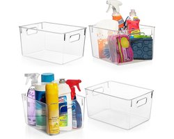 TidyHome® Koelkast Organizer – Set van 4 Stuks – Opbergbox - Koelkast Bakjes - Opbergbak - Lade Organizer – Lade Verdeler - Koelkast Bakjes – Bewaarbakjes - Stapelbaar – Transparant – BPA-Vrij