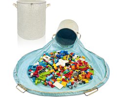 TidyUp - Opbergmand met Speelmat - Speelgoed Mand voor Kinderkamer - Opbergbox met Deksel - Beige XXL - Geschikt voor LEGO & Duplo