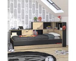 Tienerbed met bedlade en opbergruimte Erwan | 90 x 200 cm | Châtaignier-design