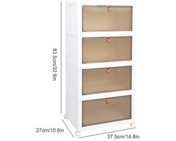 Tier Opvouwbare (4) Opbergdoos met Deksel Opvouwbare Opslag Schoenen Rack Organisatoren Huishoudelijke Organizer Box met Wielen