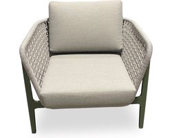 Tierra Outdoor Loungestoel Montreal - Aluminium en Olefin Rope - Groen en Grijs - 1 Loungestoel voor buiten