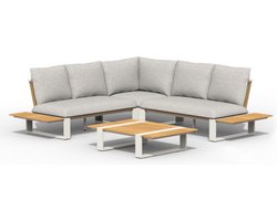 Tierra Outdoor Seto Lounge Set Complete Creme White - Dove cushions