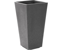 TierraVerde Kunststof Bloempot Vierkant – 26x26x50 cm (LxBxH) - Ø 26 cm – Voor binnen en buiten – Grijs – Eco-Friendly en Duurzame Bloembak/Plantenpot - 100% Gerecycleerd Rubber
