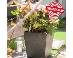 TierraVerde Kunststof Bloempot Vierkant – 30x30x33 cm (LxBxH) - Ø 30 cm – Voor binnen en buiten – Grijs – Eco-Friendly en Duurzame Bloembak/Plantenpot - 100% Gerecycleerd Rubber