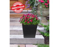 TierraVerde Kunststof Bloempot Vierkant – 30x30x33 cm (LxBxH) – Ø 30 cm - Voor binnen en buiten – Zwart – Eco-Friendly en Duurzame Bloembak/Plantenpot - 100% Gerecycleerd Rubber