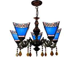Tiffany kroonluchter 24 inch eetkamer café bar woonkamer hanglamp Tiffany veelkleurige glazen hanglamp 5 hoofden kroonluchter