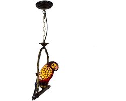 Tiffany kroonluchter 30 cm Amerikaanse land geschilderde kroonluchter restaurant balkon gang gang kroonluchter rode papegaai glazen lamp