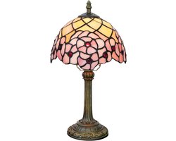 Tiffany Lamp in geblood glazen tafellamp, 20,3 x 20,3 x 35,6 cm, bureauleeslamp, decoratie naast slaapkamer, woonkamer, huis