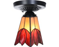 Tiffany plafonnière zwart met Fleur de Vanneau Kievitsbloem - Art Deco Trade