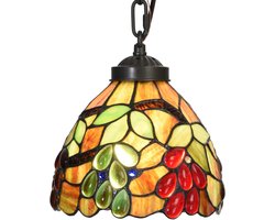 Tiffany-stijl Plafondlamp met Druiven Glas-in-lood Kap