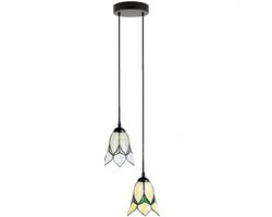 Tiffany-style Kroonluchter Lovely Flower White & Yellow 2 - Art Deco Trade