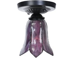 Tiffany-style plafonnière zwart met Gentian Purple - Art Deco Trade