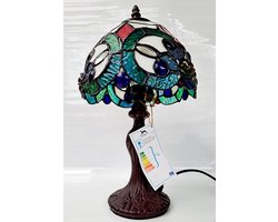 Tiffany tafel lamp TA1444132 hoogte 37 cm - A TIFFANY STYLE TABLE LAMP met echt glas
