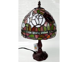 Tiffany tafel lamp TA824132 hoogte 37 cm - A TIFFANY STYLE TABLE LAMP met echt glas