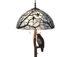 Tiffany vloerlamp handgemaakt glazen kap staande lamp Art Deco E27 met voetschakelaar multicolor