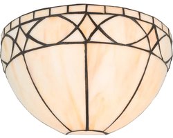 Tiffany wandlamp Art Deco - Marmer-beige - B 25 cm - Glas in lood - Warm licht - Muurlamp | RORUVERA
