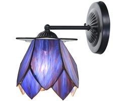 Tiffany wandlamp zwart met ''Blue Lotus'' - Art Deco Trade