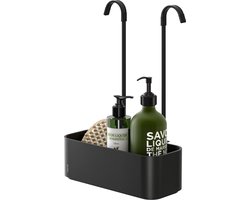 Tiger 2-Store - Doucherek zonder boren – ophangbaar doucherekje voor douchekraan – 25 cm – douchemand badkamer – Zwart