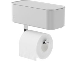Tiger 2-Store - WC rolhouder - Toiletrolhouder met opbergbakje vochtige doekjes - Zonder boren - Boren of lijmen - Wit