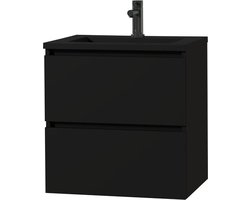 TIGER Badkamermeubel Loft 80 cm mineraalmarmer wastafel zwart mat