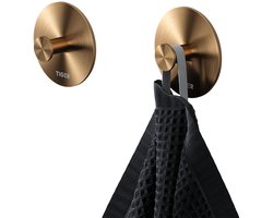 Tiger Base - Zelfklevende Handdoekhaakjes Goud - (2 stuks) - Zonder Boren - Handdoekhouders - Plakhaakjes - Geborsteld goud